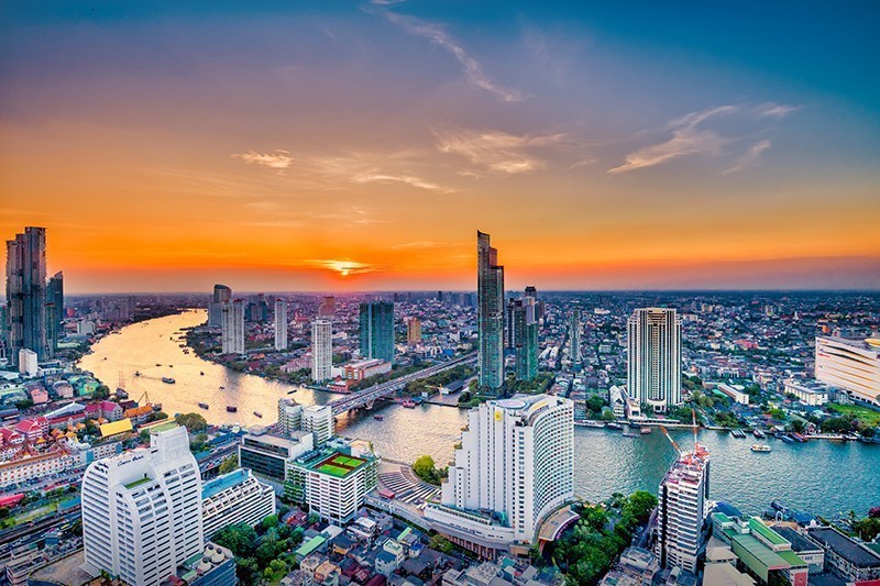 Bangkok Aerial Photograph and Chao Phraya River, Bangkok